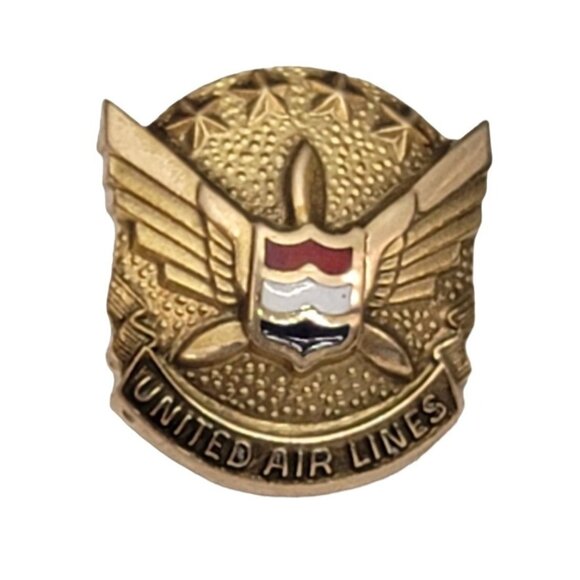 10k Yellow Gold United Air Lines Service Lapel Tie Pin - Picture 2 of 8